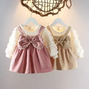 Springstsales Autumn Baby Girl Princess Dress with Big Bow Accent